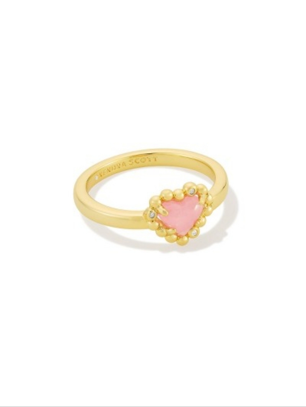 New!Kendra Scott Anna Framed 14K Gold/Mauve Band Ring Heart Center Sz 7 Gilded
